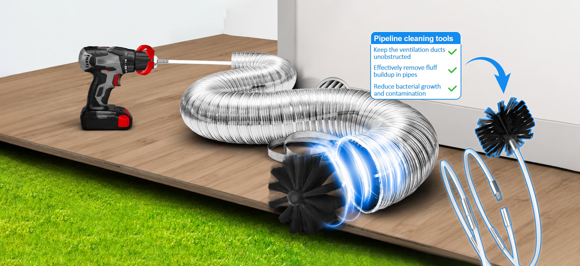 Fireplace Chimney Brushes Extends Up to 30 Feet for Easy Cleaning