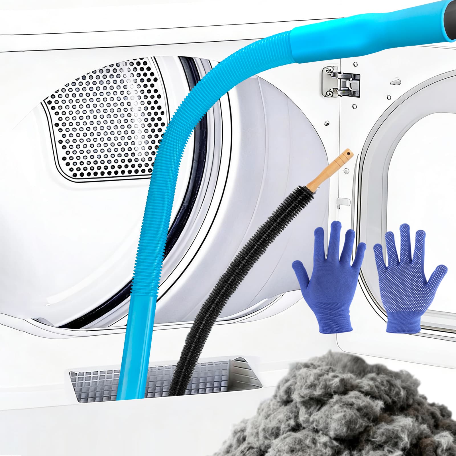 3-piece upgraded dryer exhaust cleaning kit